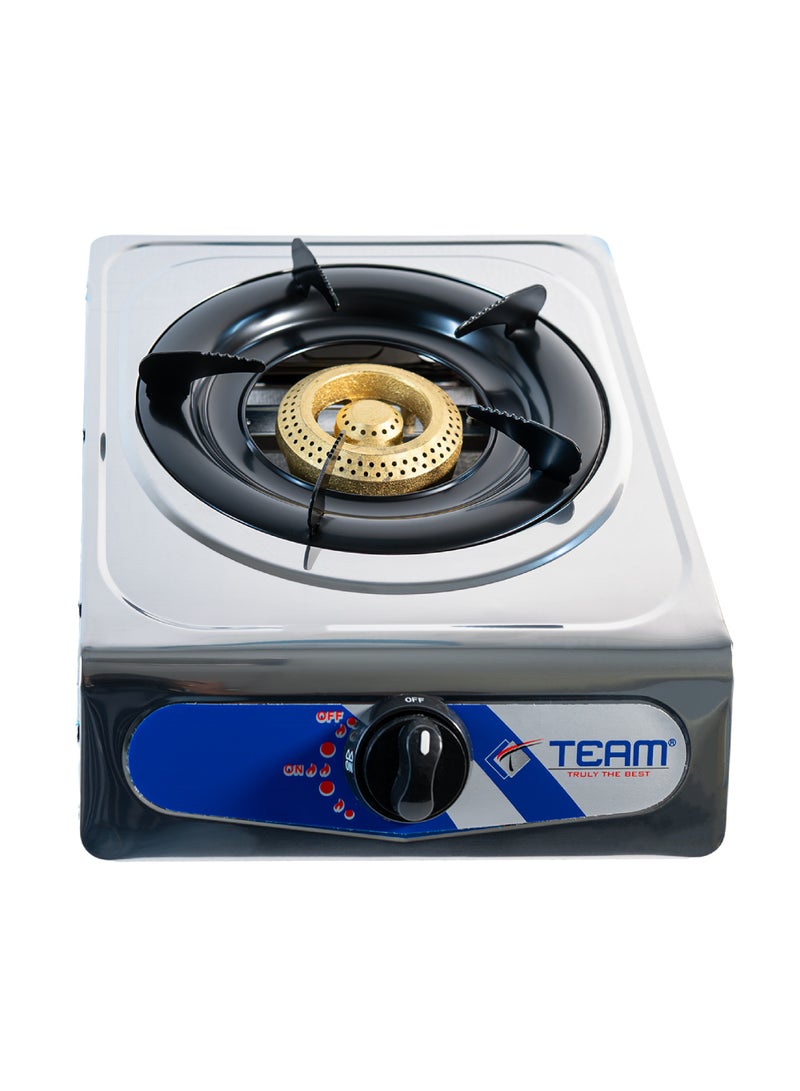 TEAM  Single Burner Gas Stove | Stainless Steel Panel | Automatic Ignition | Low Gas Consumption | High Efficiency Blue Flame | LPG Gas Portable Cooker for Home, Outdoor & Camping - Image 1